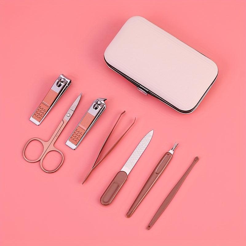 Rose Gold Manicure Set with Nail Clippers, Scissors, and Tweezers