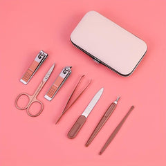 Rose Gold Manicure Set with Nail Clippers, Scissors, and Tweezers