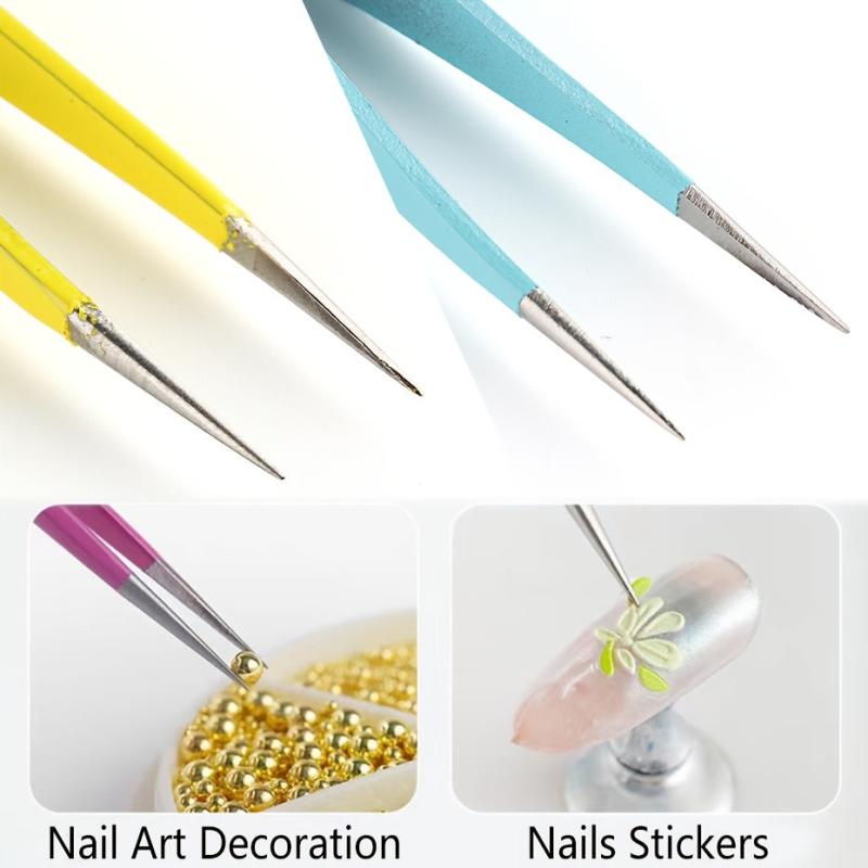 Pointed Tweezers for Eyelash Extension Nail Sticker Rhinestones Gems Picker