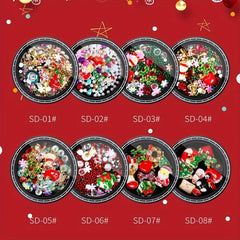 Christmas Nail Art Decoration Kit Metal Rivet With Rhinestones