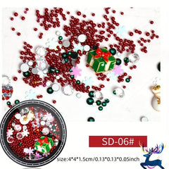 Christmas Nail Art Decoration Kit Metal Rivet With Rhinestones