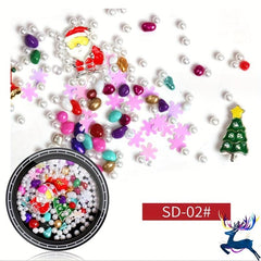 Christmas Nail Art Decoration Kit Metal Rivet With Rhinestones