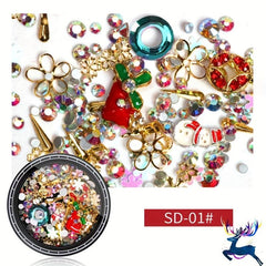 Christmas Nail Art Decoration Kit Metal Rivet With Rhinestones