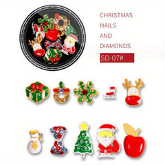 Christmas Nail Art Decoration Kit Metal Rivet With Rhinestones