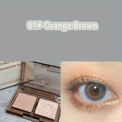 Double Colors Eyeshadow Palette Matte Shimmer Finish Earth Tone Waterproof