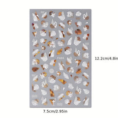 4 Sheets 3D Nail Decals With Leaves And Flame Bird