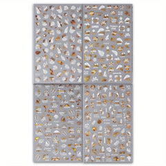 4 Sheets 3D Nail Decals With Leaves And Flame Bird