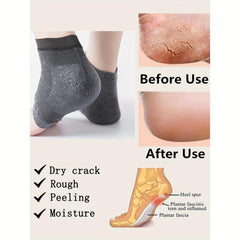 Moisturizing Gel Heel Socks for Dry Skin Care Dark Gray