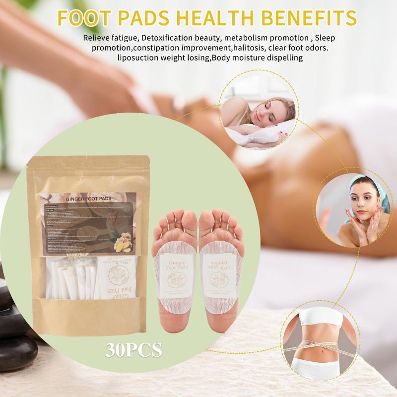 30 pcs Natural Ginger Foot Pads for Deep Cleansing Foot Care