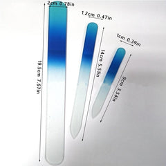 3 pcs Gradient Glass Nail File Double Sided Washable Manicure Pedicure