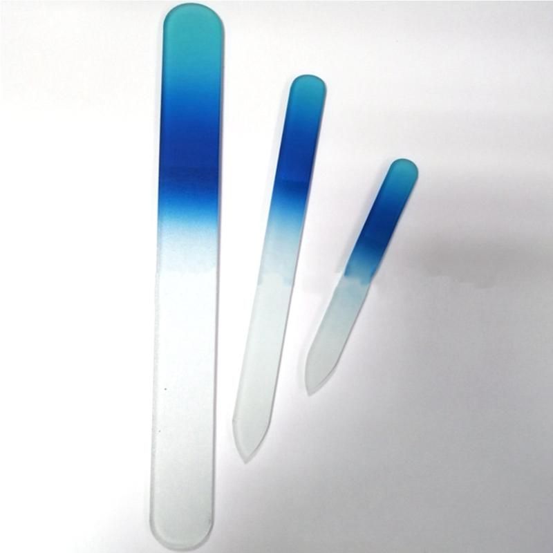 3 pcs Gradient Glass Nail File Double Sided Washable Manicure Pedicure