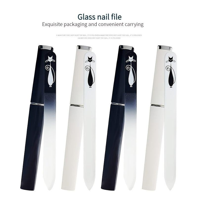 Crystal Glass Nail File with Case for Women