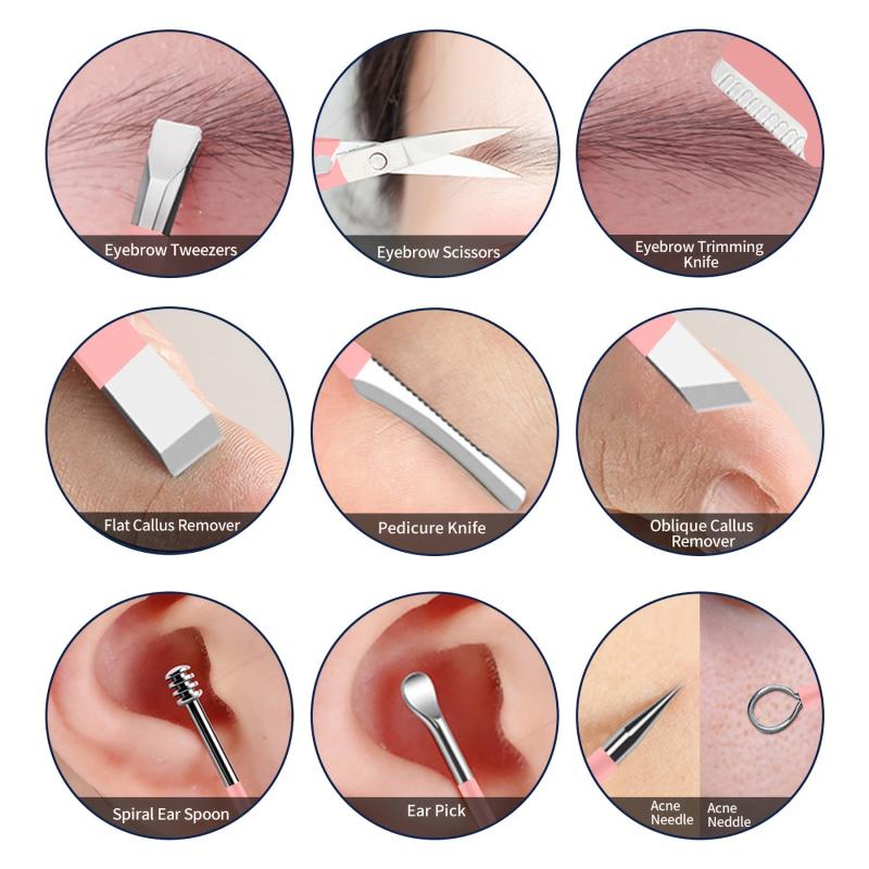 Professional Manicure Set 18 in 1 Stainless Steel Pedicure Kit