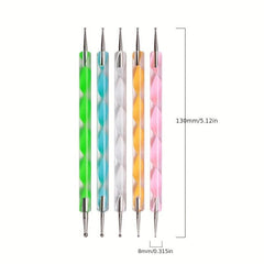 5 Pcs Double Head Nail Art Drill Pen Polka Dot Tool