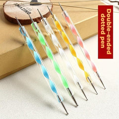 5 Pcs Double Head Nail Art Drill Pen Polka Dot Tool