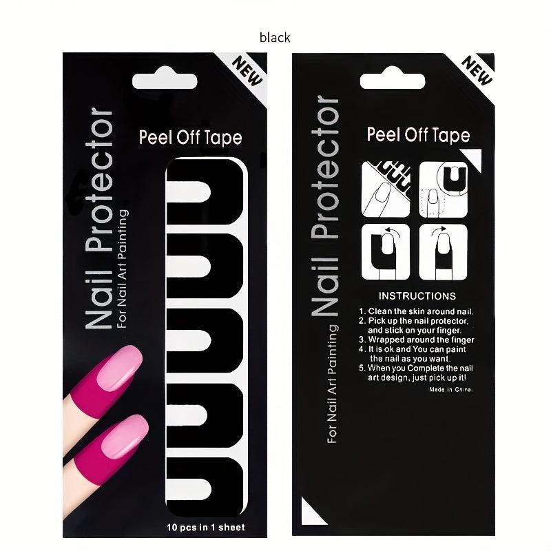 10pcs Nail Polish Protector Spill Proof Stickers Peel Off Nail Guards for DIY