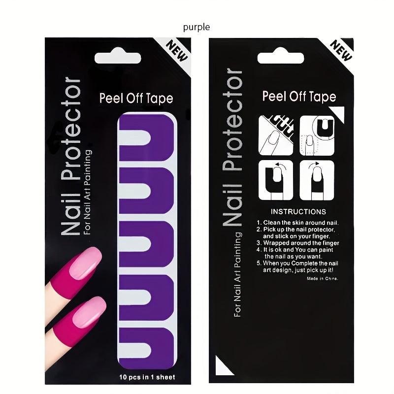 10pcs Nail Polish Protector Spill Proof Stickers Peel Off Nail Guards for DIY