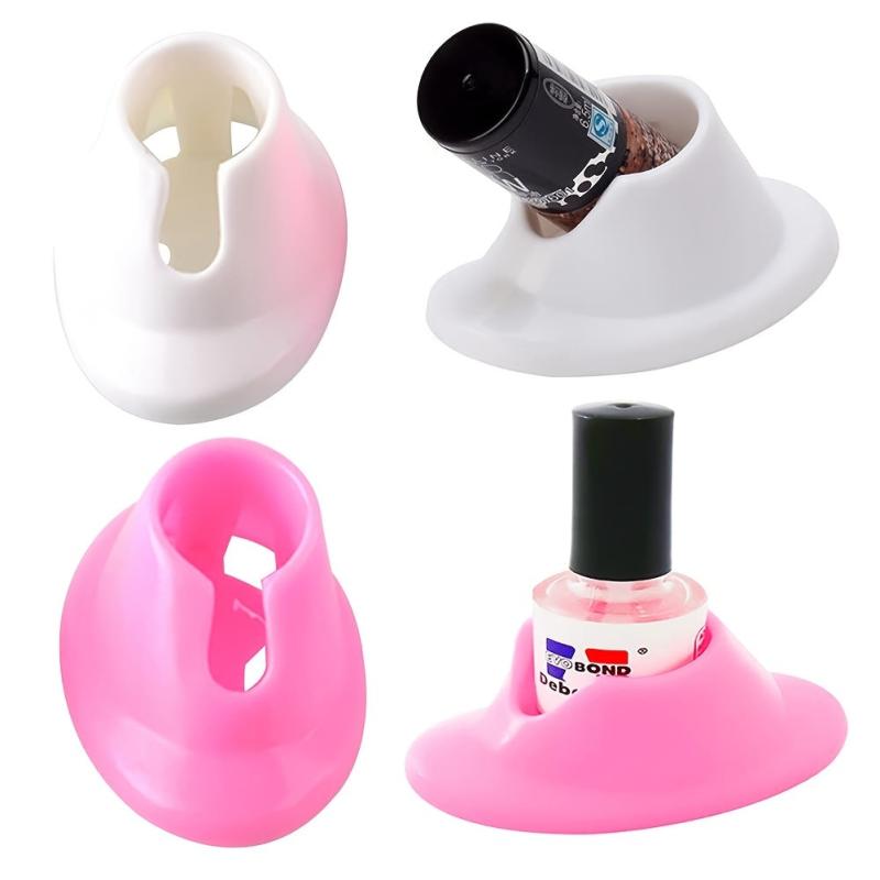 4 Pcs Pink Nail Polish Stand Holder Spill-proof for Home Salon Schools