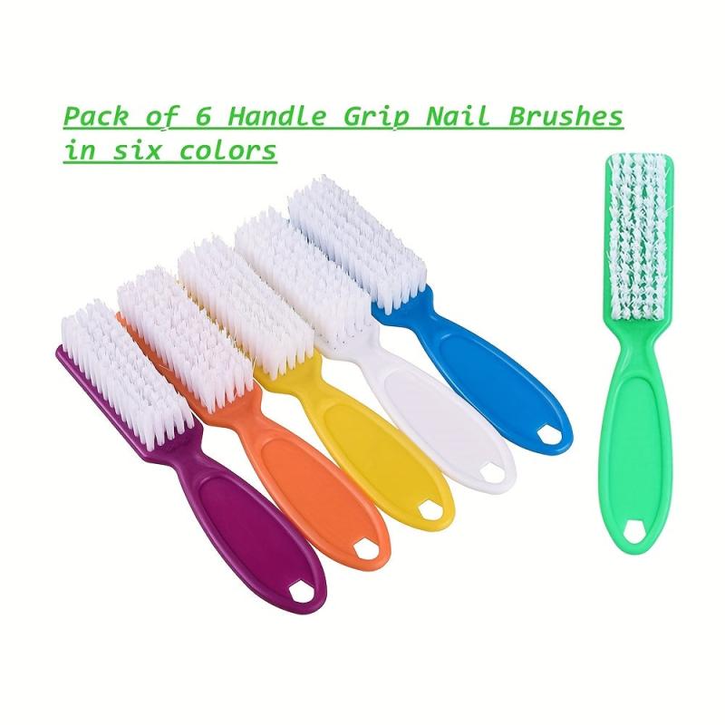 6 Pcs Fingernail Cleaning Brush Handle Grip Manicure Pedicure Tools