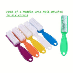 6 Pcs Fingernail Cleaning Brush Handle Grip Manicure Pedicure Tools