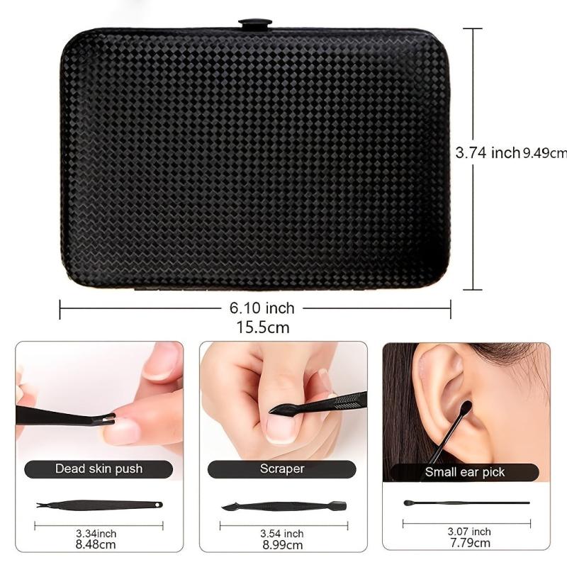Stainless Steel Nail Clippers Set with Leather Case - 15 Piece Pedicure Kit