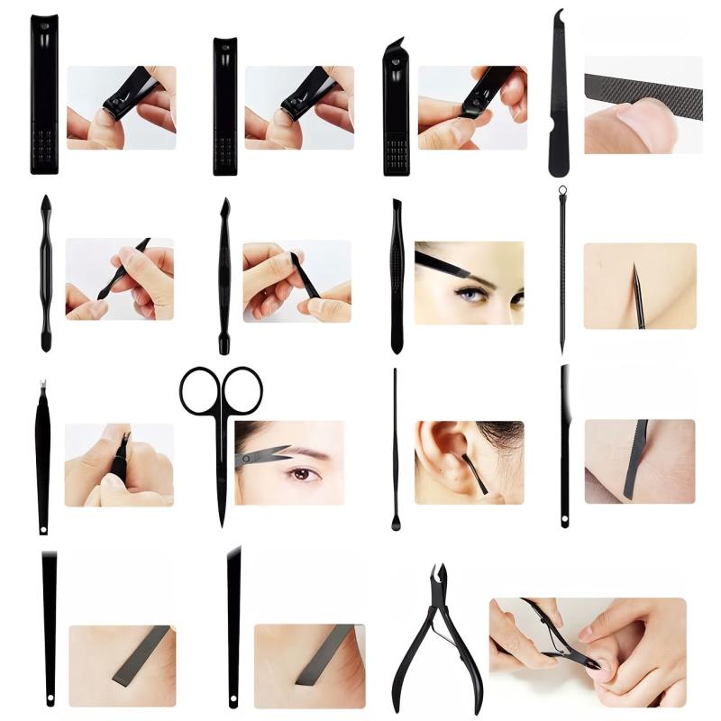 Stainless Steel Nail Clippers Set with Leather Case - 15 Piece Pedicure Kit