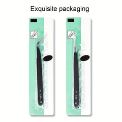 2 Pcs Precision Tweezers for Eyelash Extension Stainless Steel