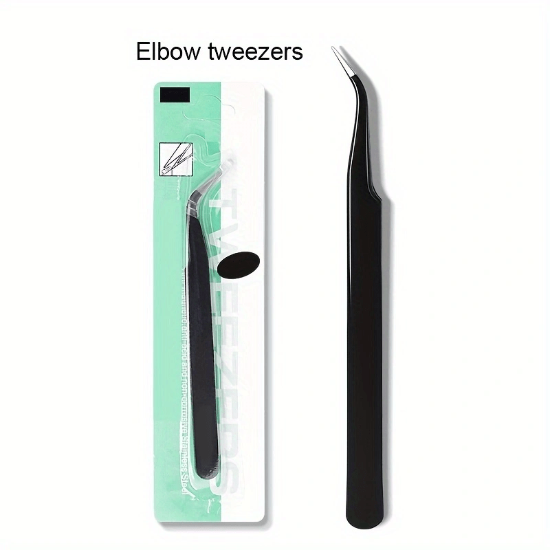 2 Pcs Precision Tweezers for Eyelash Extension Stainless Steel