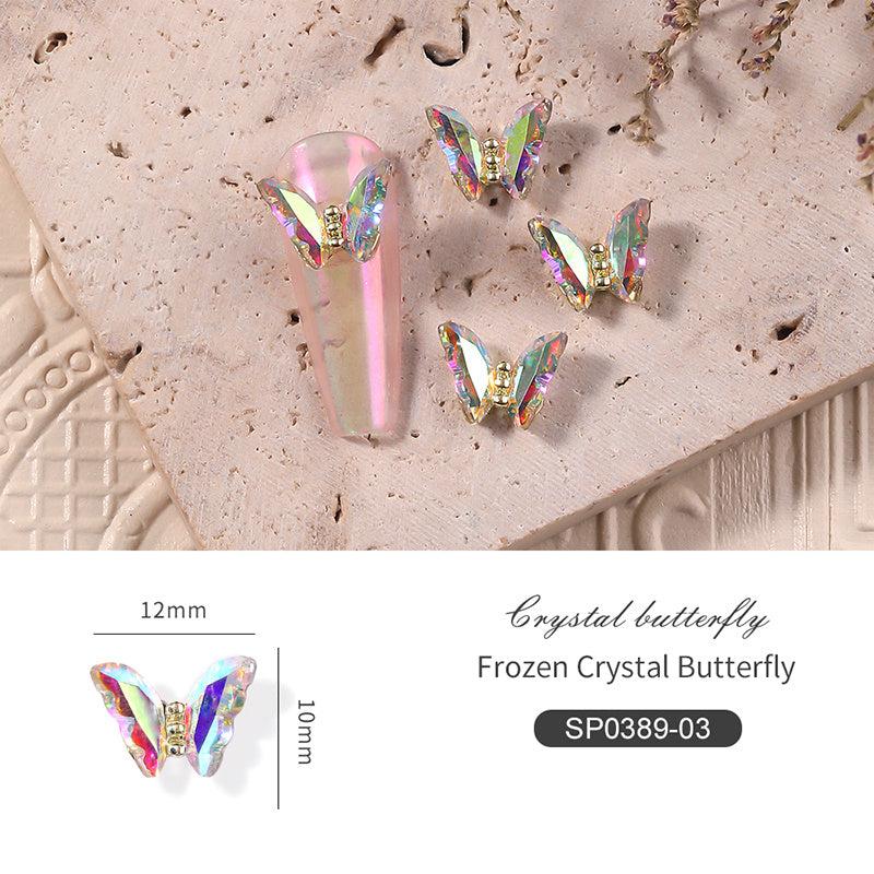 10pcs 3D Butterfly Nail Charms with Clear Rhinestones for DIY Nail Art