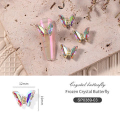 10pcs 3D Butterfly Nail Charms with Clear Rhinestones for DIY Nail Art