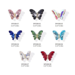 10pcs 3D Butterfly Nail Charms with Clear Rhinestones for DIY Nail Art