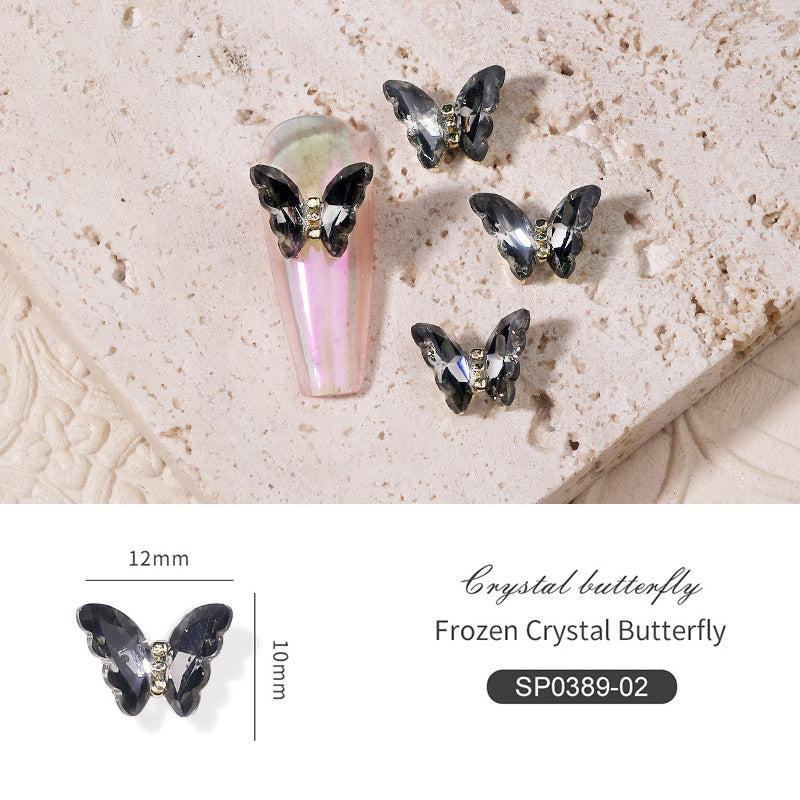 10pcs 3D Butterfly Nail Charms with Clear Rhinestones for DIY Nail Art