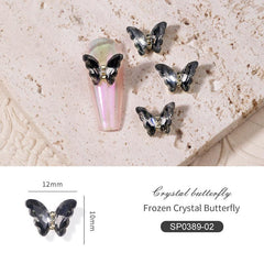 10pcs 3D Butterfly Nail Charms with Clear Rhinestones for DIY Nail Art