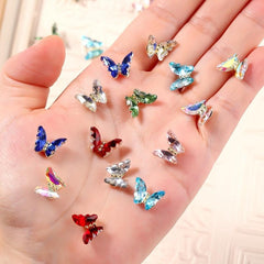 10pcs 3D Butterfly Nail Charms with Clear Rhinestones for DIY Nail Art