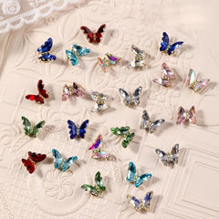 10pcs 3D Butterfly Nail Charms with Clear Rhinestones for DIY Nail Art