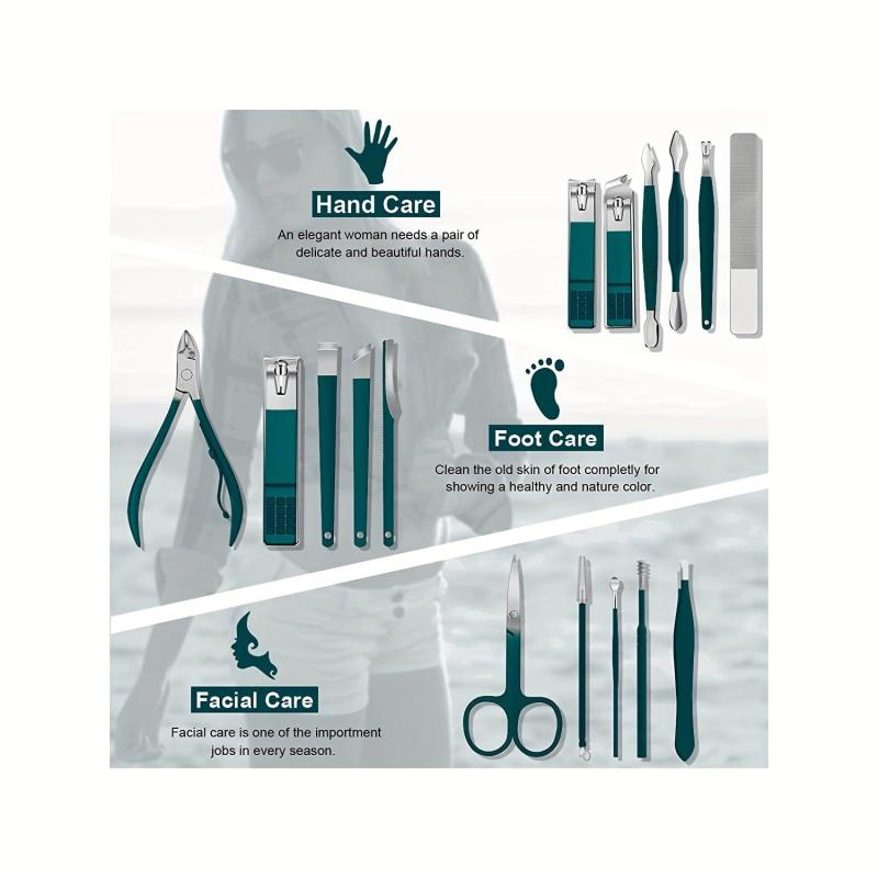 16 Pcs Manicure Set Nail Clippers Pedicure Kit Stainless Steel Nail Care Tools