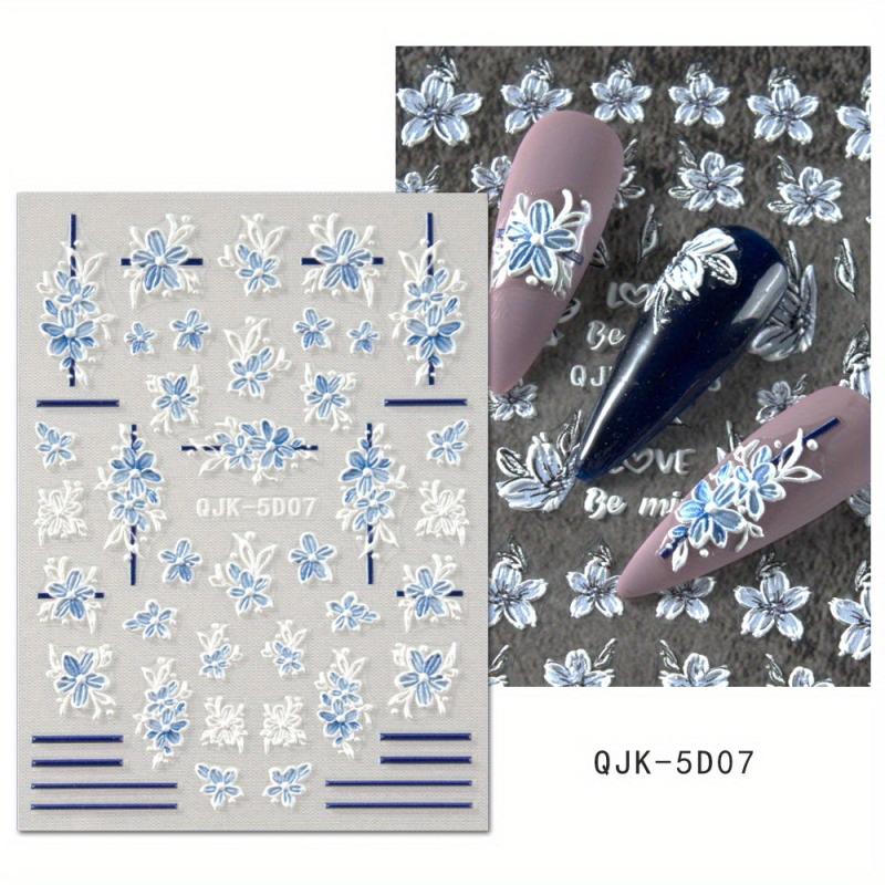 Summer Nail Decals Flowers & Dandelion 5D Nail Art Stickers for Acrylic Nails