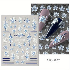 Summer Nail Decals Flowers & Dandelion 5D Nail Art Stickers for Acrylic Nails
