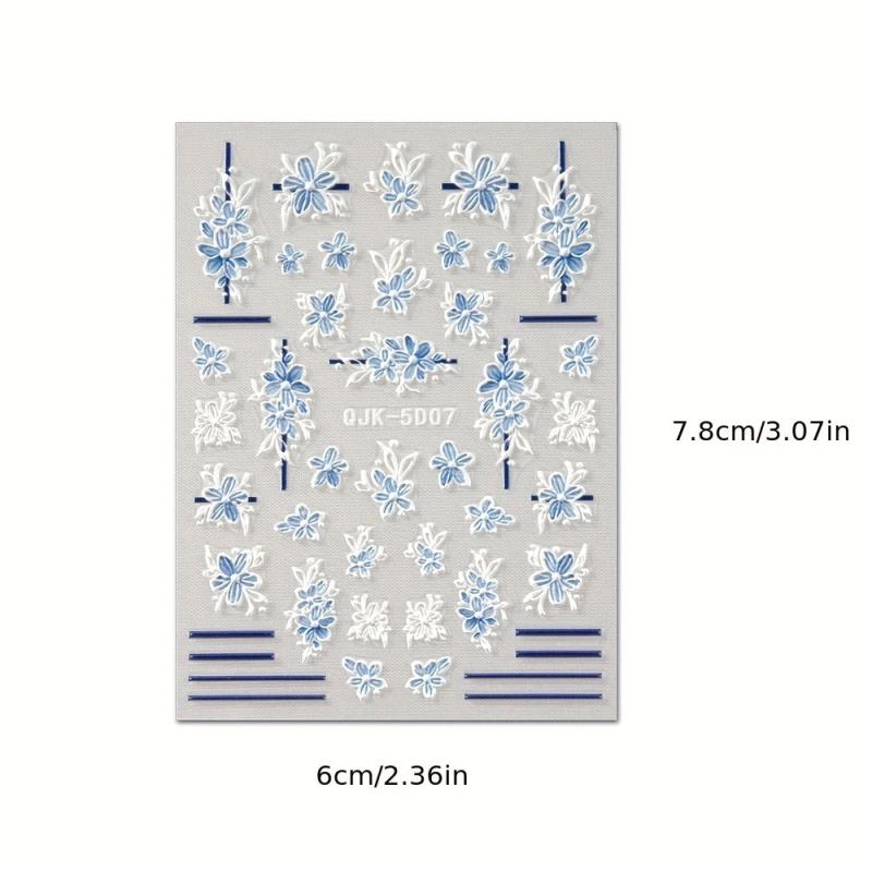Summer Nail Decals Flowers & Dandelion 5D Nail Art Stickers for Acrylic Nails
