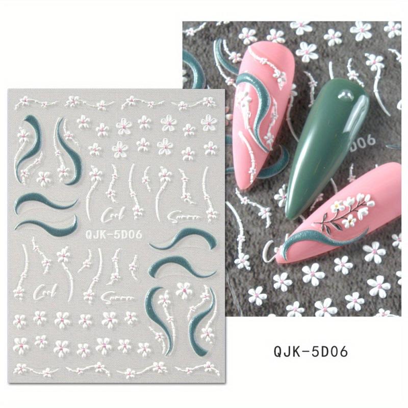 Summer Nail Decals Flowers & Dandelion 5D Nail Art Stickers for Acrylic Nails