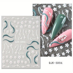 Summer Nail Decals Flowers & Dandelion 5D Nail Art Stickers for Acrylic Nails