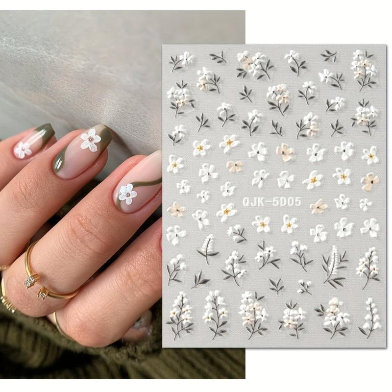 Summer Nail Decals Flowers & Dandelion 5D Nail Art Stickers for Acrylic Nails