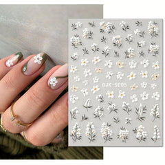 Summer Nail Decals Flowers & Dandelion 5D Nail Art Stickers for Acrylic Nails