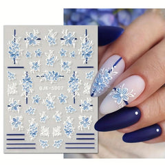 Summer Nail Decals Flowers & Dandelion 5D Nail Art Stickers for Acrylic Nails