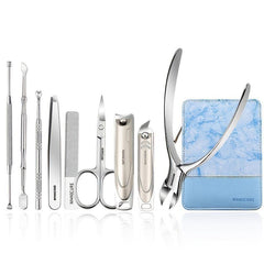 9 in 1 Manicure Set Stainless Steel Nail Clippers with Leather Case