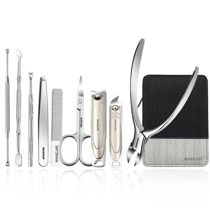 9 in 1 Manicure Set Stainless Steel Nail Clippers with Leather Case
