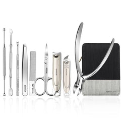 9 in 1 Manicure Set Stainless Steel Nail Clippers with Leather Case