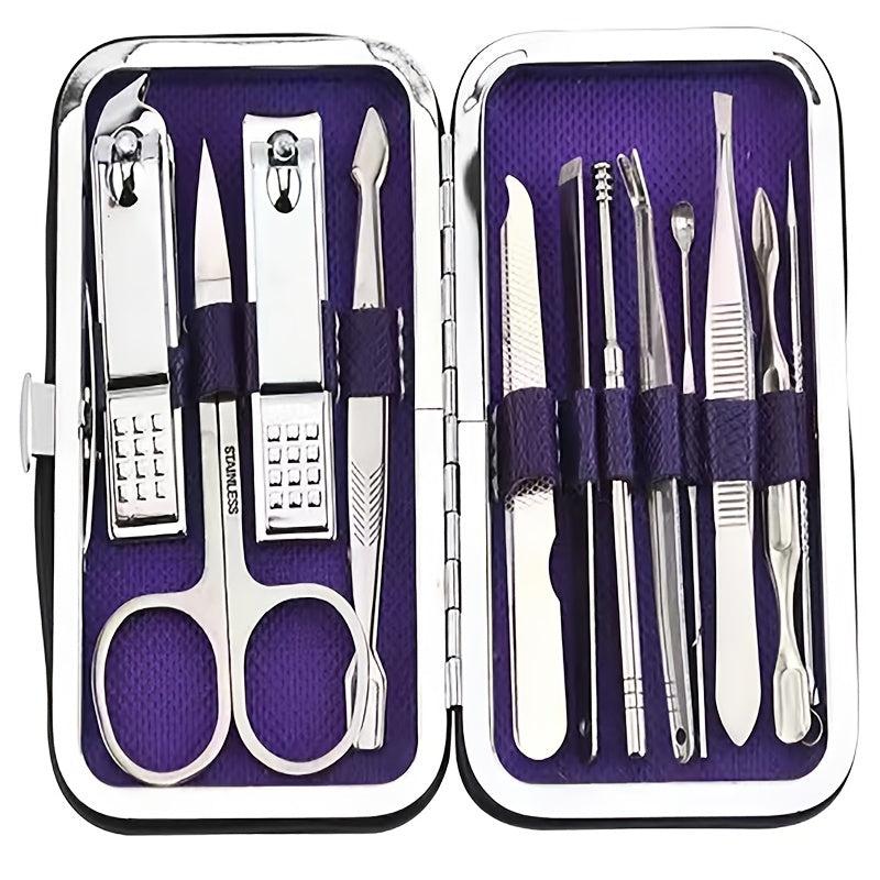 Stainless Steel Manicure Set 12 Pcs with Travel Case