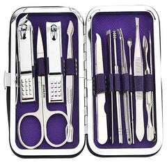 Stainless Steel Manicure Set 12 Pcs with Travel Case