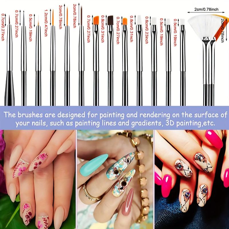 33 Pcs Acrylic Nail Art Brushes Set Nail Dotting Tools Nail Dust Brush Striping